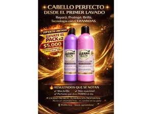 Shampoo y Acondiocionador con ceramidas x 500 cc de Clean mas