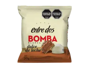 Caja x36u. Bomba ddl choco Blanco x 30 grs. Entre Dos de Distribuidora_babilonia