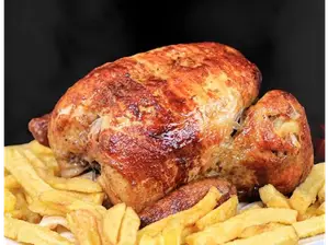 Pollo Entero con Papas Fritas de Don Tomy - Pollo a las Brasas