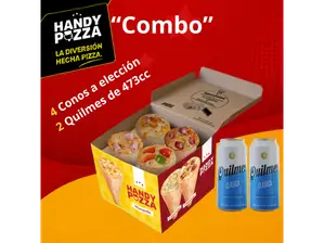 4 Handy a eleccion + 2 Quilmes de 473cc de Handy Pizza TDF
