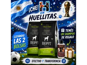 BioPet Criadores Adultos 20kg 2 Bolsas + 1 Shampoo de Regalo. de Huellitas TM Moreno