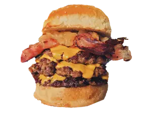 420 (Cheddar,baccon,cebolla caramelizada ) de Ke onda Rey