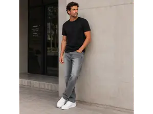 jeans recto gris localizado de Kokdenim