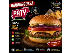 Hamburguesa Paty grande con papas de Lo de las chicas