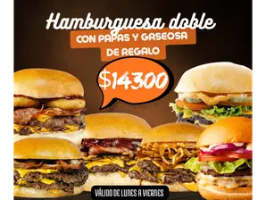 Promo Finde ( chees doble con papas y lata de gaseosa ) de Meta Burger - Lomas de Tafi