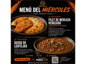 Menu Miercoles de Origen gastronómico