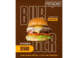 Lata de Pepsi + Burger Cuarto de Libra de Pistacho Sabores Caseros