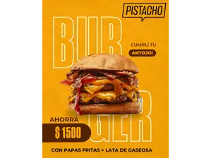 Lata de Pepsi + Burger Clasica de Pistacho Sabores Caseros