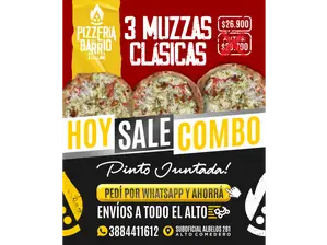 COMBO 3 Muzzas Clásicas de Pizzería del Barrio