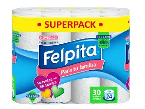 PAPEL HIGIÉNICO 24 UN X 30 MTS HS FELPITA SUPERPACK de power clean
