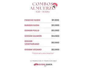 Elegi tu menú de Sushi Bara