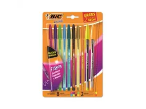Boligrafo Lapicera Escolar Bic Blister X 10 Fashion (8 + 2 Neon) de TOP PRINT ANDALGALA