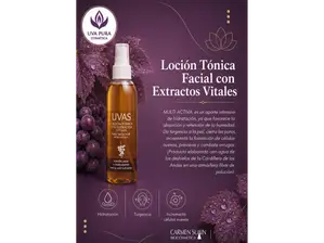 Locion Tonica Facial con Extractos Vitales -200 ML- Apta Celiacos de UVAPURACOSMETICA