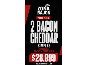 🔥 PROMO DE HOY — 2 Cheeseburger Dobles de Zona Bajon